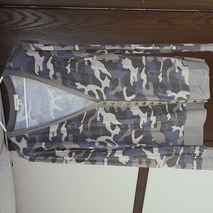 Camo snap front cardigan